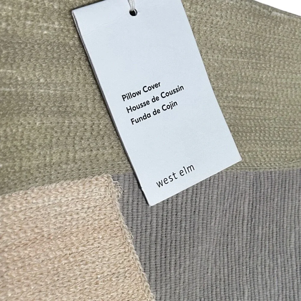 West Elm Abstract Geometric Embroidered Pillow Cover Neutral 20x20 New